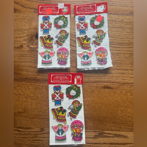 Vintage Puffy Christmas Themed Stickers Set x3 in original packaging - Picture 1 of 5